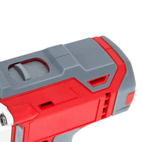 Heavy Duty Brushless Electric Metal Shears With Variable Speed And Dual 21V 1500mAh Batteries close-up view of cordless tool's grip and controls.