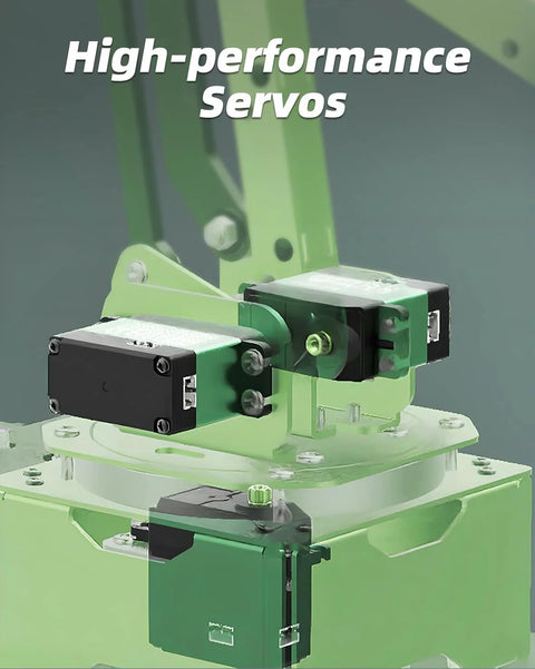 LewanSoul MaxArm robotic arm kit, green frame with black servo housings on base