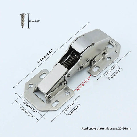 4-7/16 Inch Soft Close Cabinet Hinges 4 Pack With 90 Degree Surface Mount Hidden Spring Design for Concealed Doors