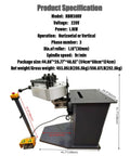 Heavy Duty Electric Ring Roll Bender with 1.1kW motor shown from side, specifications including size and operation details.