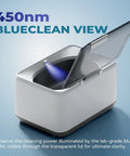 Powerful 45KHz Cleaner With 20oz Capacity And Cleaning Basket, open with blue LED light