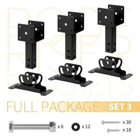 Heavy Duty Roof Riser Brackets Kit Adjustable Roof Riser Beam Mount Brackets For Pergola Gazebo Black Set Of 3 Weatherproof Powder Coated Steel Built Tough For Outdoor Shade Structures