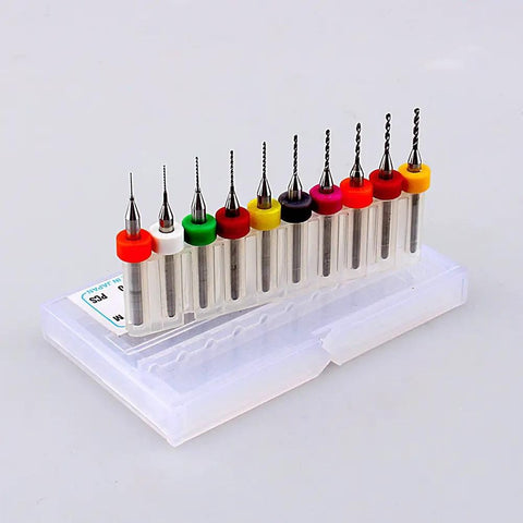 10 Piece PCB Mini Drill Bits Set Tungsten Carbide Spiral Flute Twist Drill Bits For Precision Micro Rotary Tool Kit Pro Grade