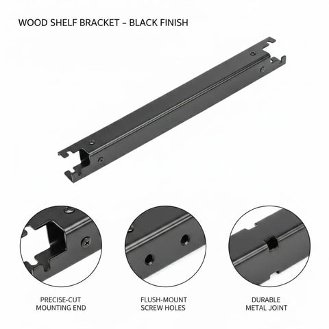 Heavy Duty Black Metal Shelf Bracket For Wood Shelves Built To Last with open frame and flush mounting holes