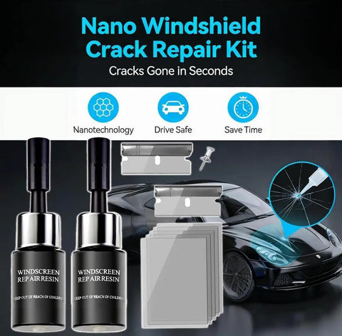 All In One Windshield Repair Kit For Chips And Cracks, includes repair liquid, blades, and sheet set, for Quick Chip Fix