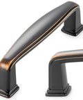 Close-up of 10 Pack Three And A Half Inch Oil Rubbed Bronze Cabinet Pulls With Three Inch Center To Center Mounting Holes Includes Free Screws
