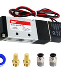 Heavy Duty Aluminum Solenoid Valve 4V210-08 5 Way 2 Position Pilot-Operated Electric Valve With One Quarter Inch NPT Connections, Voltage Options 12V 24V 110V, Industrial Pneumatic Control with accessories
