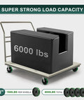 Heavy Duty Cast Iron Caster Wheels With Polyurethane Tread And Half Inch Bore Roller Bearing on cart holding 6000 lbs