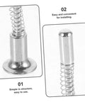 Close-up of spring-loaded plunger pins for crib latch replacement kit, durable iron hardware, showing simplicity and ease of use.