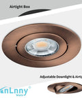 4 Inch LED Gimbal Recessed Light Kit 6 Pack Dimmable Eyeball Soffit Lights With Junction Box 5 CCT Selectable 9W 750LM