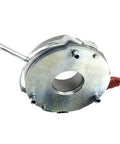 Front view of industrial electromagnetic power-off brake LDZ1-80, 80 N·m, metal flange housing with red power lead