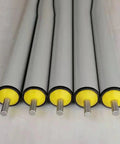 Heavy Duty Unpowered Steel Roller Set For Factories And Warehouses Easy Install Spring Loaded Conveyor Guide Rollers in grey with yellow ends