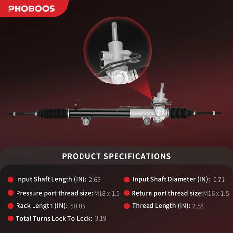 Hydraulic Power Steering Rack And Pinion Assembly For Dodge Dakota 2005 2010 And Mitsubishi Raider 2006 2009 specifications