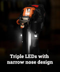 Heavy Duty Cordless Brad Nailer Fueled By 20V Brushless Motor And 18 Gauge Specs with triple LED lights and narrow nose design.