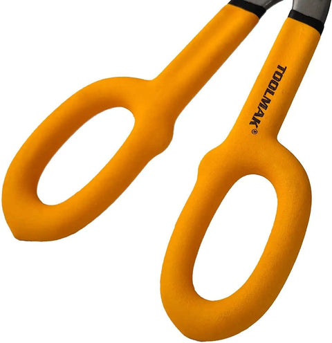 Tin Snips 10 Inch Straight Pattern Tinners Snips with Comfort Grip handle close-up