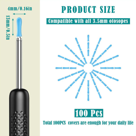 60 Count Disposable Ear Wax Removal Tips For Ear Camera Kit Wet And Dry Cleaning Hygienic Replacement Tips For Teens And Adults Handy Portable Case Easy Storage No Cross Contamination, 100 pcs