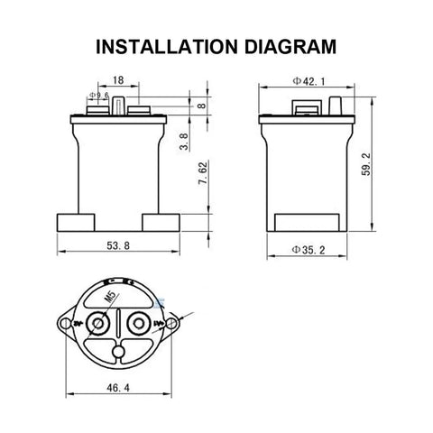 Installation diagram for Pro Grade High Voltage DC Contactor and Electric Relay for EV Charging and Solar Arrays.