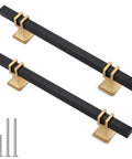10 Pack 5 Inch Center Hole Black And Gold Cabinet Pulls with zinc alloy base and screws