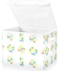 Stackable Storage Bins With Lids, 16.5 By 12.6 By 11.8 Inch Foldable Closet Organizers, colorful patterned oxford fabric storage tote.