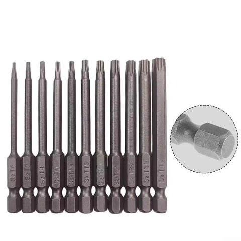 Premium 11 Piece Steel Torx Screwdriver Bit Set With Strong Magnetic Tips For T6 T7 Through T40 Sizes Perfect Heavy Duty Hand Tool Kit For Home Repairs And Auto Fixes Featuring High Hardness Long Lasting Performance, 11 steel Torx bits