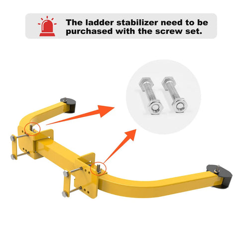 Heavy Duty Steel Ladder Stabilizer for Roof Gutter and Wall Mounts with screw set shown separately