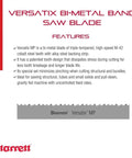 Versatix MP Bi-Metal Band Saw Blade With M-42 Cobalt Teeth For Beefy Fast And Clean Cuts On Structural, Tubing And Small Solids, features list