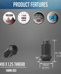 16 Pcs Beefy Bulge Acorn Lug Nuts M10x1.25 Threads 1.26 Inch Long 60 Degree Details