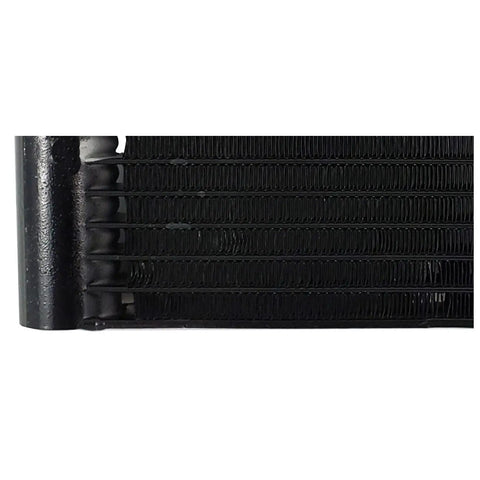Upgrade Your Tacoma With This Rock Solid Transmission Oil Cooler For 2005 To 2011 Toyota Models Featuring 2.7L And 4.0L Engines That Keep Under The Hood Cool And Running Smooth Like Butter On All Day Drives close-up black finned cooler
