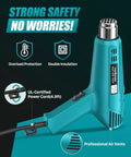 Heavy Duty Heat Gun With Dual Temperature 800F And 1112F, Pro Grade Hot Air Tool Kit With 4 Nozzles, Overload Protection