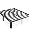 Dead Silent Metal King Size Bed Frame With Attached Headboard, 14 Inch Built Tough Steel Platform Base showing strong steel slats.