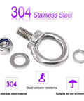 Heavy Duty 36 Piece Stainless Steel M8 Lifting Ring Eye Bolt Kit With 6 Eye Bolts And 10 Lock Nuts 10 Lock Washers And 10 Flat Washers Weatherproof And Rust Resistant For Indoor Outdoor Lifting And Hanging, 304 stainless steel eye bolt with nut and washers