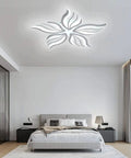 Modern Flower Shaped Dimmable Led Ceiling Light Fixture With Remote Control Acrylic Flush Mount Chandelier in bedroom setting