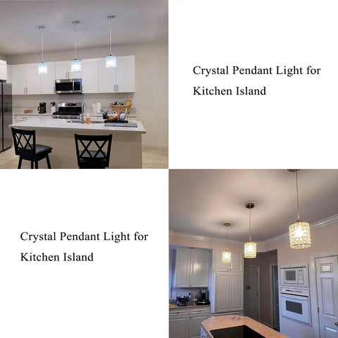 Three Pack Crystal Pendant Lights With Modern Chrome Finish Adjustable Cord Bar Ceiling Fixtures For Kitchen Island Dining Room And Bedroom Elevate Your Space With Lit Vibe