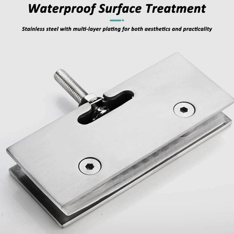 Frameless Glass Sliding Door Track Hardware Kit With Silent Rollers for Barn Doors featuring stainless steel component close-up.