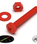 Heavy Duty Red Polypropylene Pan Head Cross Drive Plastic Screws And Bolts Fasteners M3 X 20 Millimeters with nut and washer.