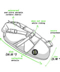 Diagram of Inova Light Bike Saddle Bag Water Resistant Cordura 1000D Under Seat Storage For Bikepacking Large Underseat Bag with size details