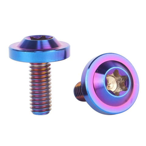 Burnt Blue Ti6Al4V M6 Bolts Torx T40 Set, 4 Pcs With 10 15 20mm Lengths, Pro Grade High Strength Lightweight Screws For Bike Motorcycle Car And Other Vehicles, Ride Ready Torx Fit shown in close-up view