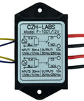 Dual SPST-NO 10Amp Power Relay Module For DIY Projects, 12V Coil, front view with wiring and specifications panel visible.