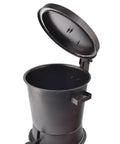 Heavy Gauge Charcoal Extinguishing Canister with lid open, showcasing interior design for smothering flames.