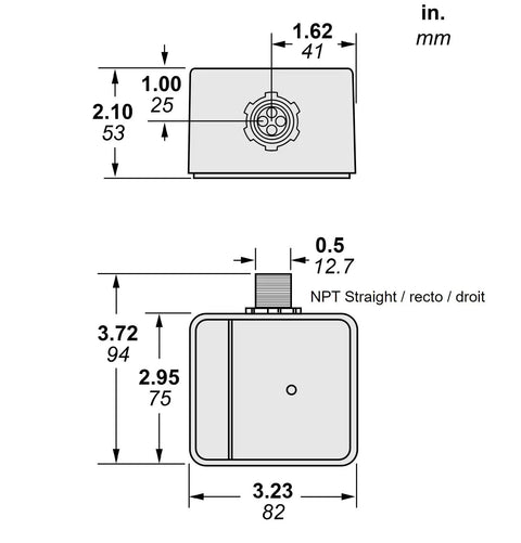 Technical drawing of Go-To Universal Whole Home Surge Protector For 120/240V Panels, 1-Phase 3-Wire, 80kA Surge Suppressor.