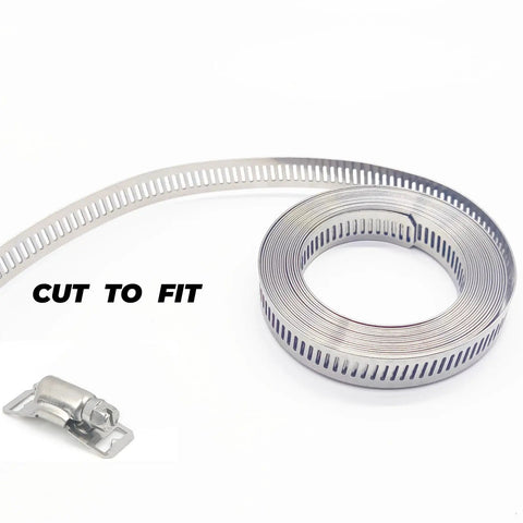 Get Your DIY Custom Cut-To-Fit 304 Stainless Steel Hose Clamp Kit With Extra Thick Anti-Slip Fasteners For Adjustable Duct Pipe And Auto Car Projects That Last A Lifetime., 35-foot 304 stainless steel hose clamp roll with hex fastener