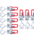 Sturdy 8 Pc Adjustable Toggle Latches With Zinc Coating For Cabinets And Tables Durable Rust Resistant Lock Hasps Perfect For Indoor Outdoor Use Quick Release Galvanized Iron Clamps That Hold Tight; 8 galvanized steel latches with red grips