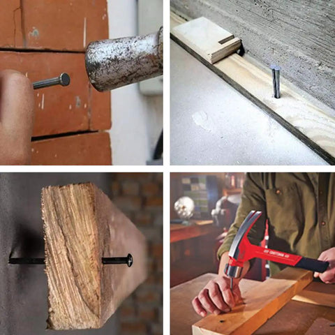 DIY Ready Flat Head And Concrete Nails Kit 420 Piece Set in use for timber and brick joinery with steel zinc plated nails