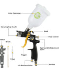 Pro Grade HVLP Gravity Feed Paint Spray Gun With 1.8 Mm Fluid Needle And 600Cc Cup with paint container and adjustable valves
