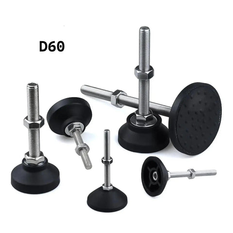 Adjustable Threaded Leveling Feet for Furniture Set with Universal D60 Swivel Base, 10 Piece Set, shown in M8 M10 M12 Threads