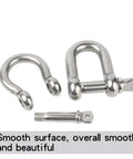M5 D Type Clevis Shackle Real Deal 304 Stainless Steel U Shaped Rigging Hardware Heavy Hitter components showcasing smooth finish and durability.