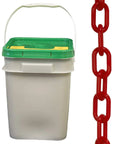 Plastic Barrier Chain Pail Red 2-Inch Link Diameter 160-Foot Length Flexible Plastic Barrier For Custom Lengths No Hassle