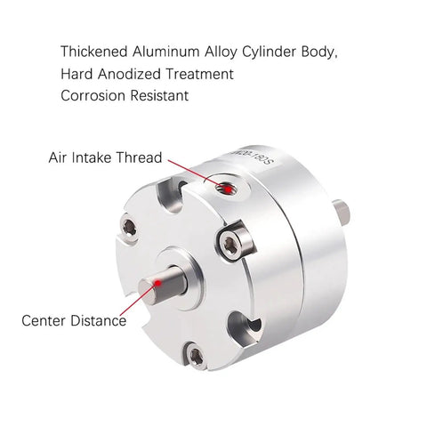 Heavy Duty Single Blade Rotating Cylinder With Smooth Pneumatic Rotary Actuator Adjustable Timing Range CrB2BW Series aluminum body with air intake thread.