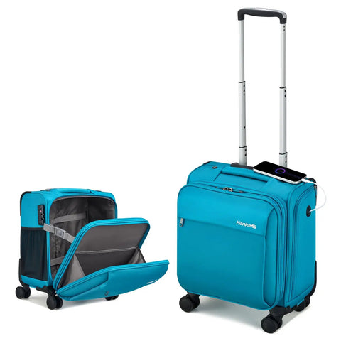 Underseat Carry On Luggage With Wheels 16 Inch Softside Suitcase Lightweight Travel Bag With Telescopic Handle And Quiet 360 Degree