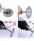 Professional Cutting Disc Set For Circular Saw Blades And Abrasive Grinding Wheels Plus Mandrel Power Tool Accessory Kit fitting demonstration with 22mm hole.